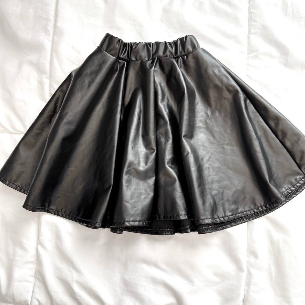 Cute faux leather kids skirt
